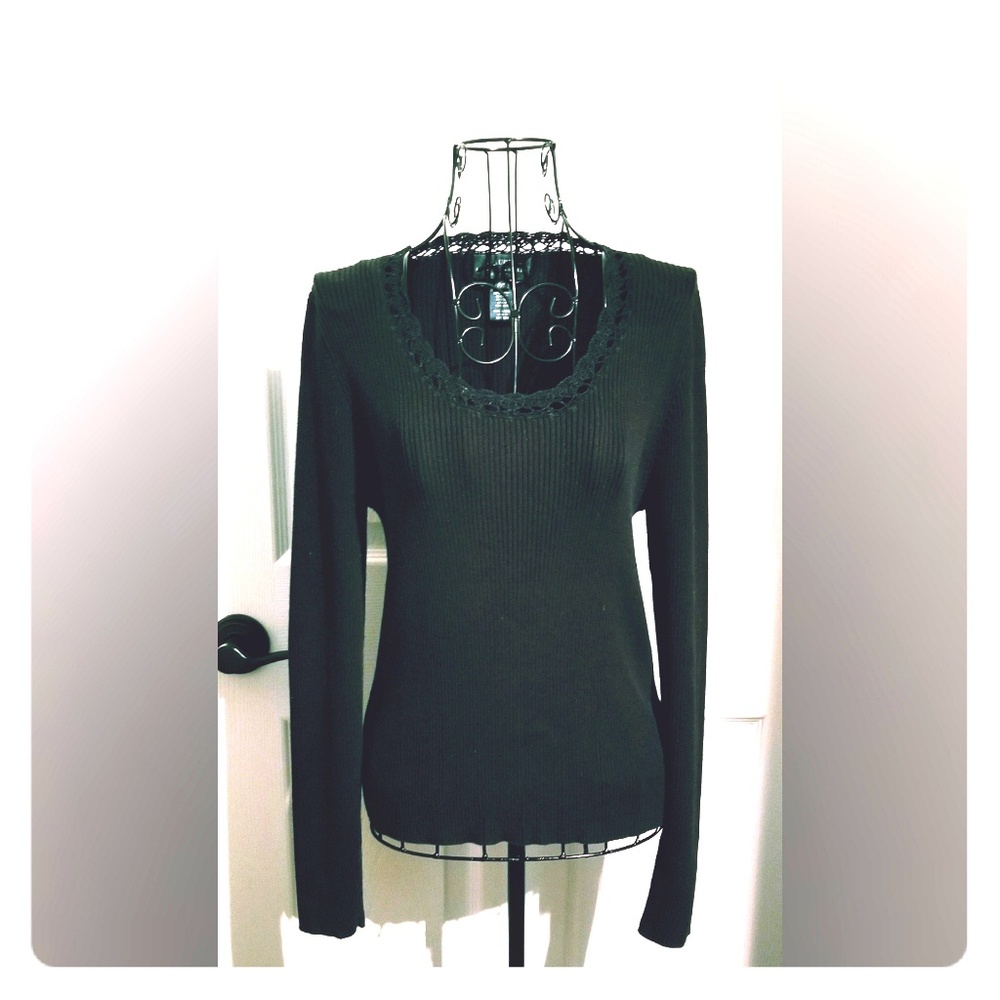 Ralph Lauren Black Ribbed Pull Over Sweater  - S